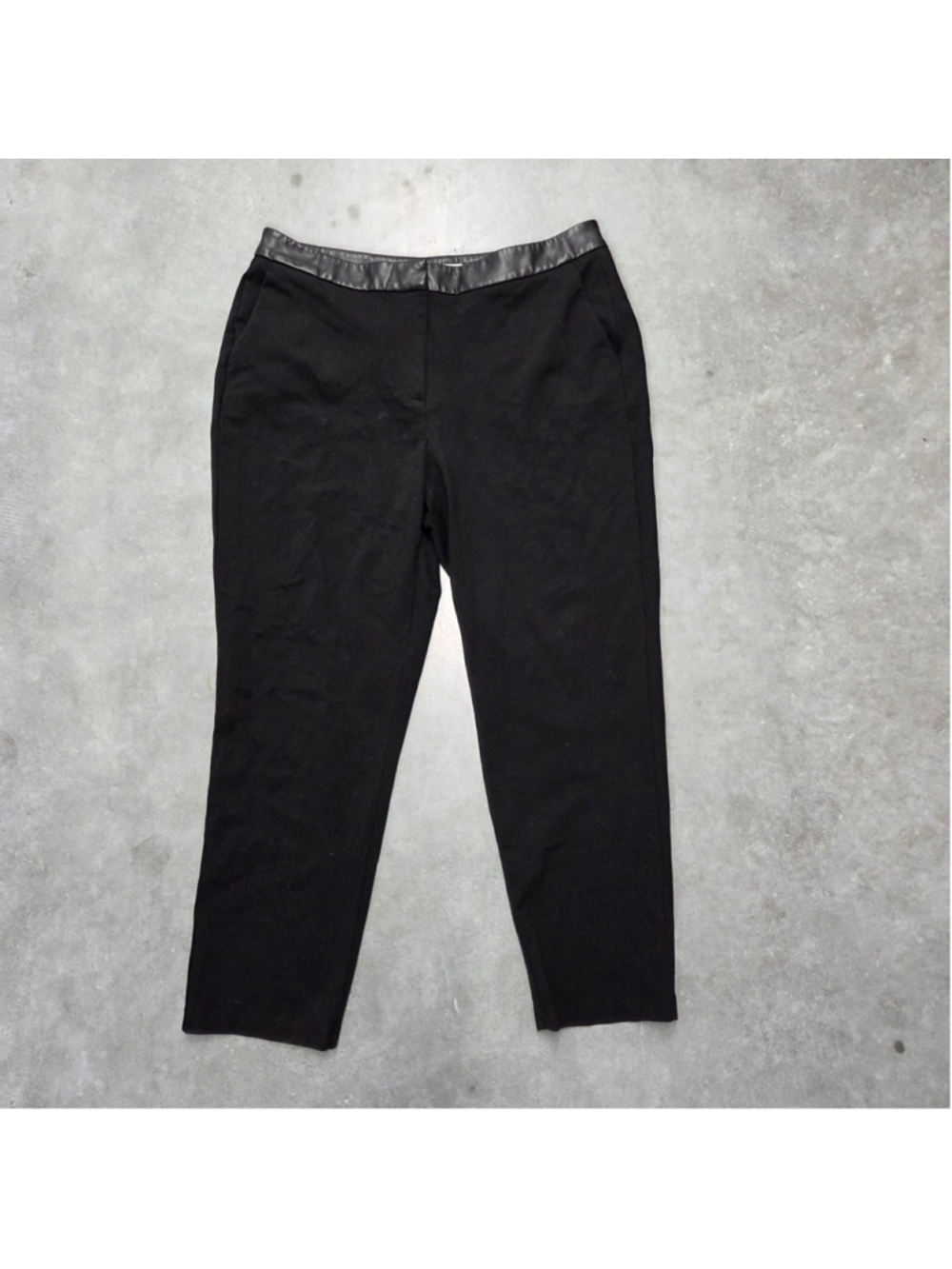 Punt Roma Women's Black Pants Faux Leather Size 14 Downtown Chic Minimalist